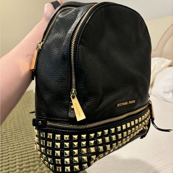 Michael Kors Black Backpack with Gold Accents - Picture 6 of 7